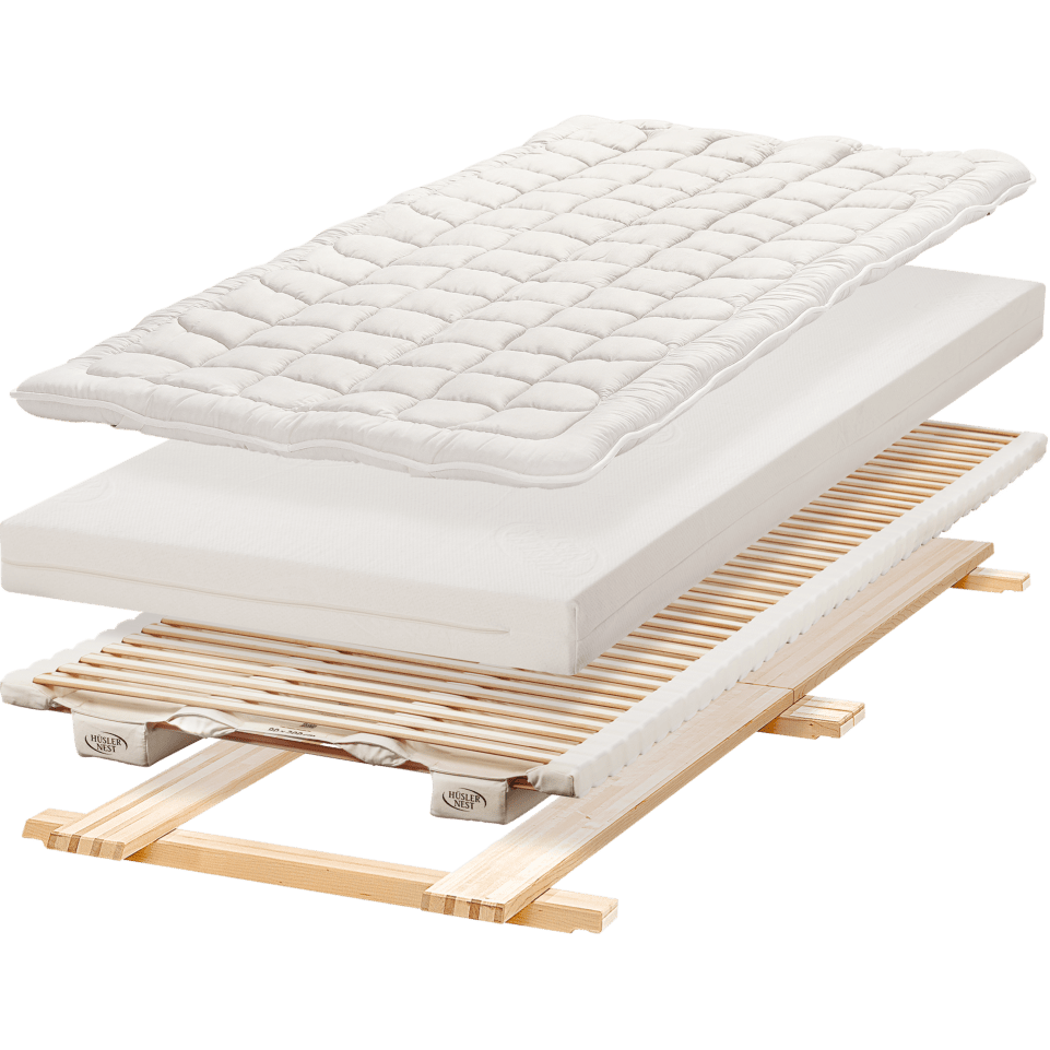 Hüsler Nest Schlafsystem mit Lattenrost, Matratze und Decke